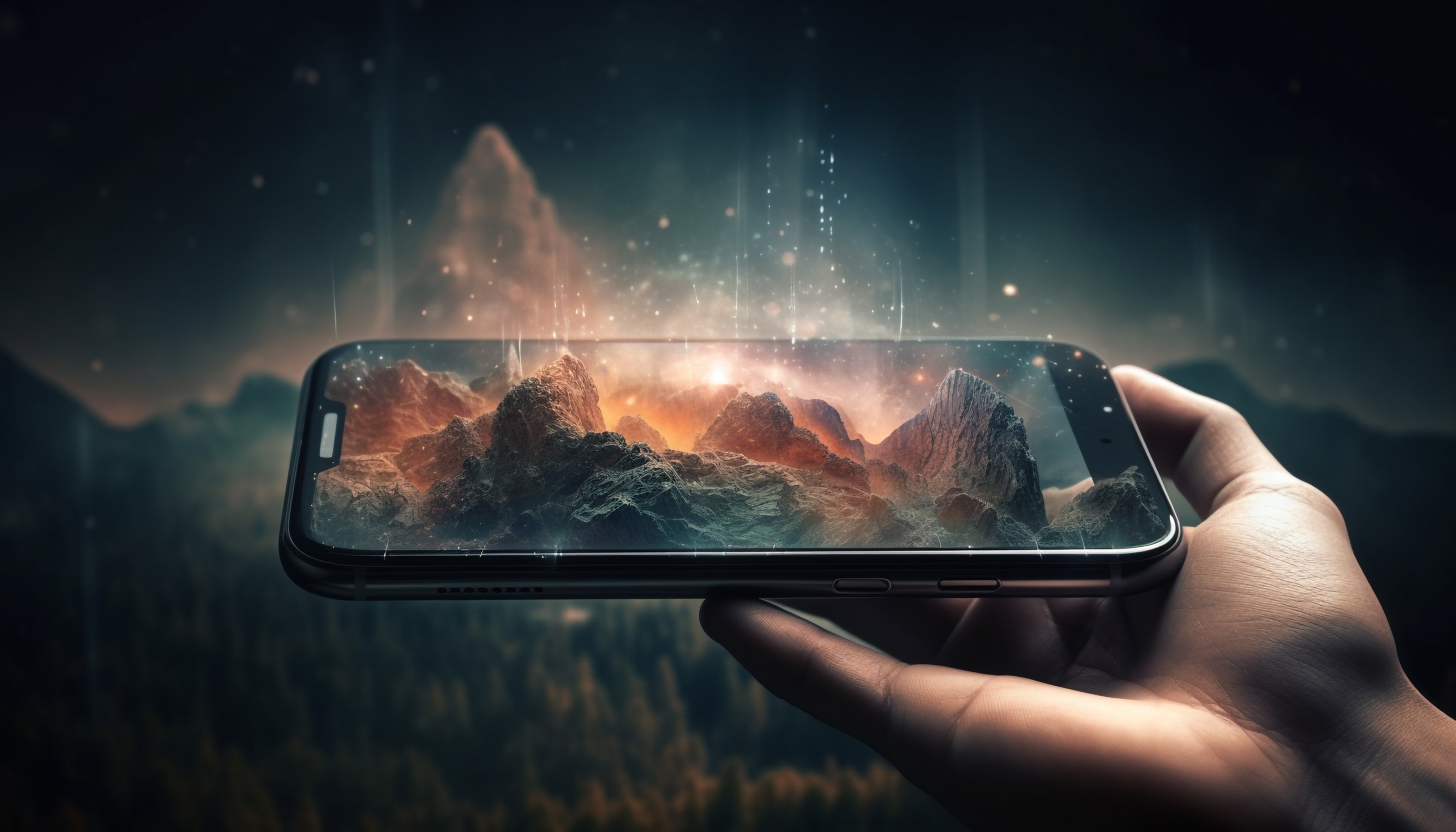 Banner of a custom design levitating from phone or mobile device